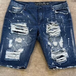 Rugged Distressed Denim Shorts